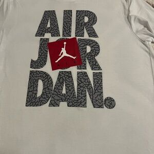 Jordan White Tee with Red and Gray Accents